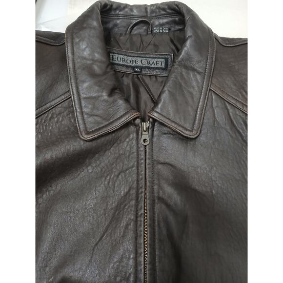 Vintage Brown Leather Jacket Top Gun Sz XL Tom Cruise  Oversized Moto Aviator - Picture 10 of 16